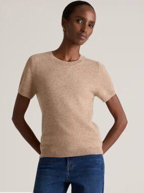 NWT Quince Mongolian Cashmere Tee Sweater Oatmeal Beige